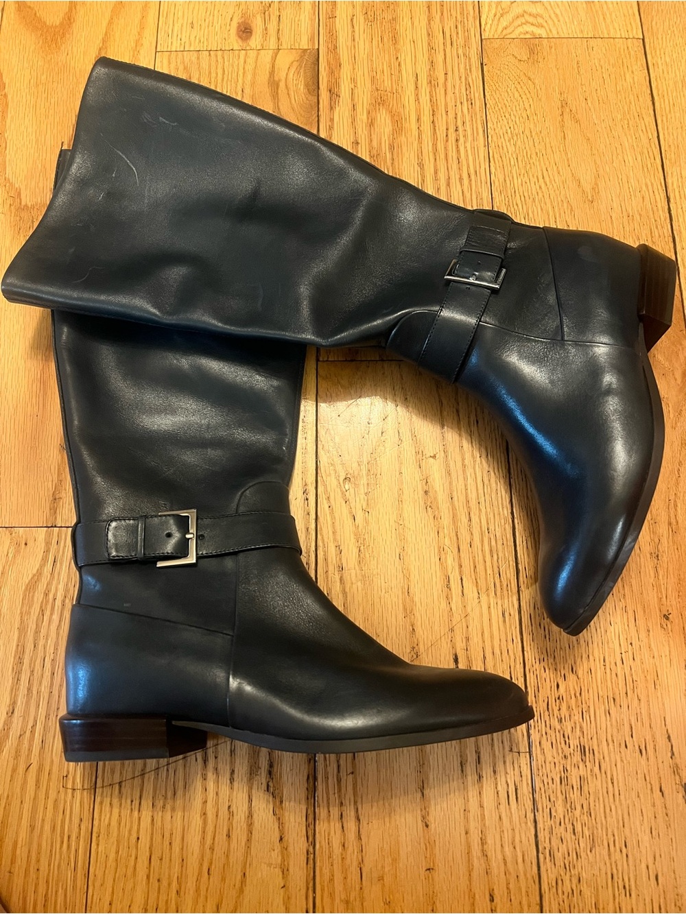 Nine West Classic Black Leather Knee Boots